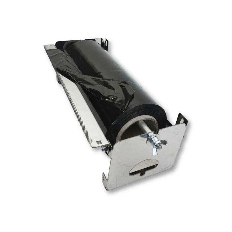 soporte dispensador para rollo de pelicula plastica, plastic film, tipo vinipel o stretch film para rollo de ancho 30 cms por 500 metros